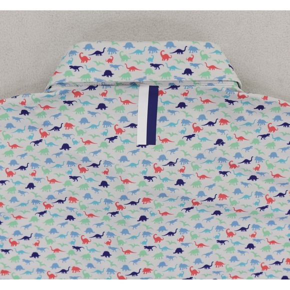 Rhoback The Jurassic Polo Shirt Large Multicolor Dinosaur AOP Performance Golf - Picture 5 of 12